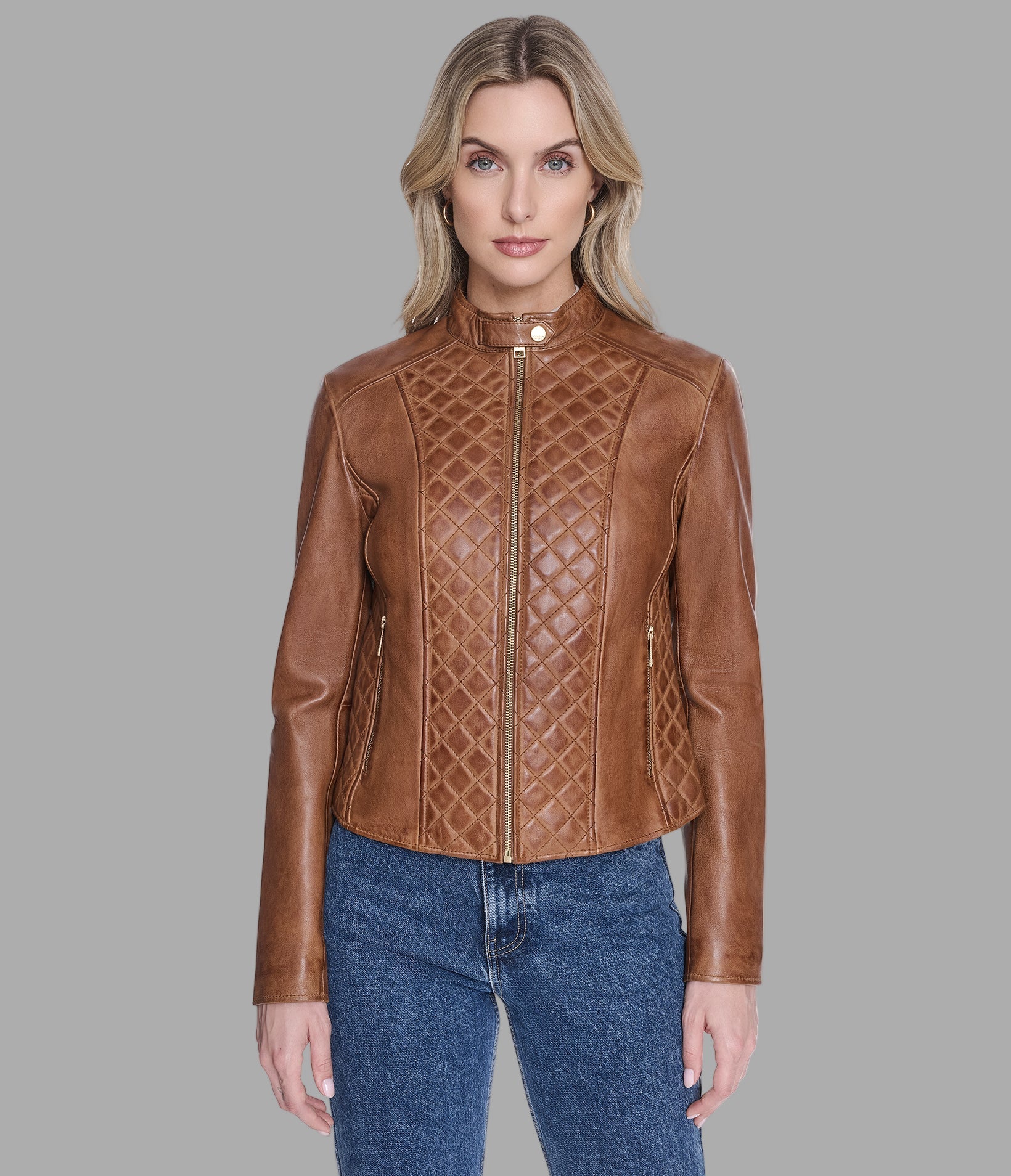 Marlette Quilted Leather Racer Jacket