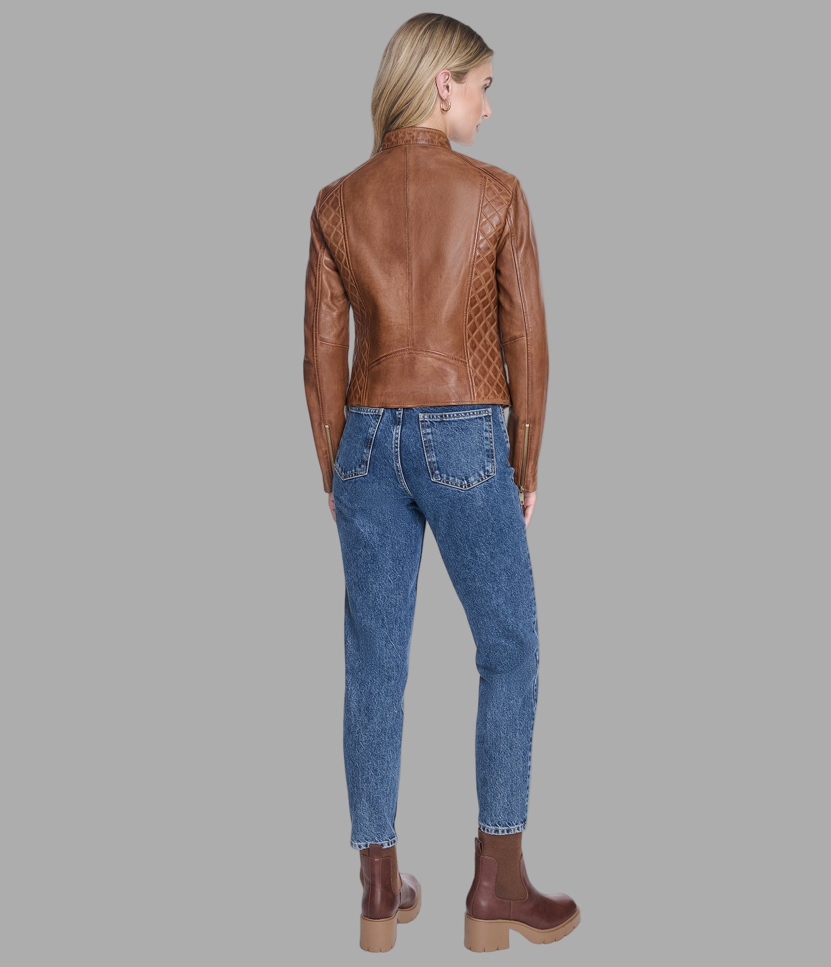 Marlette Quilted Leather Racer Jacket