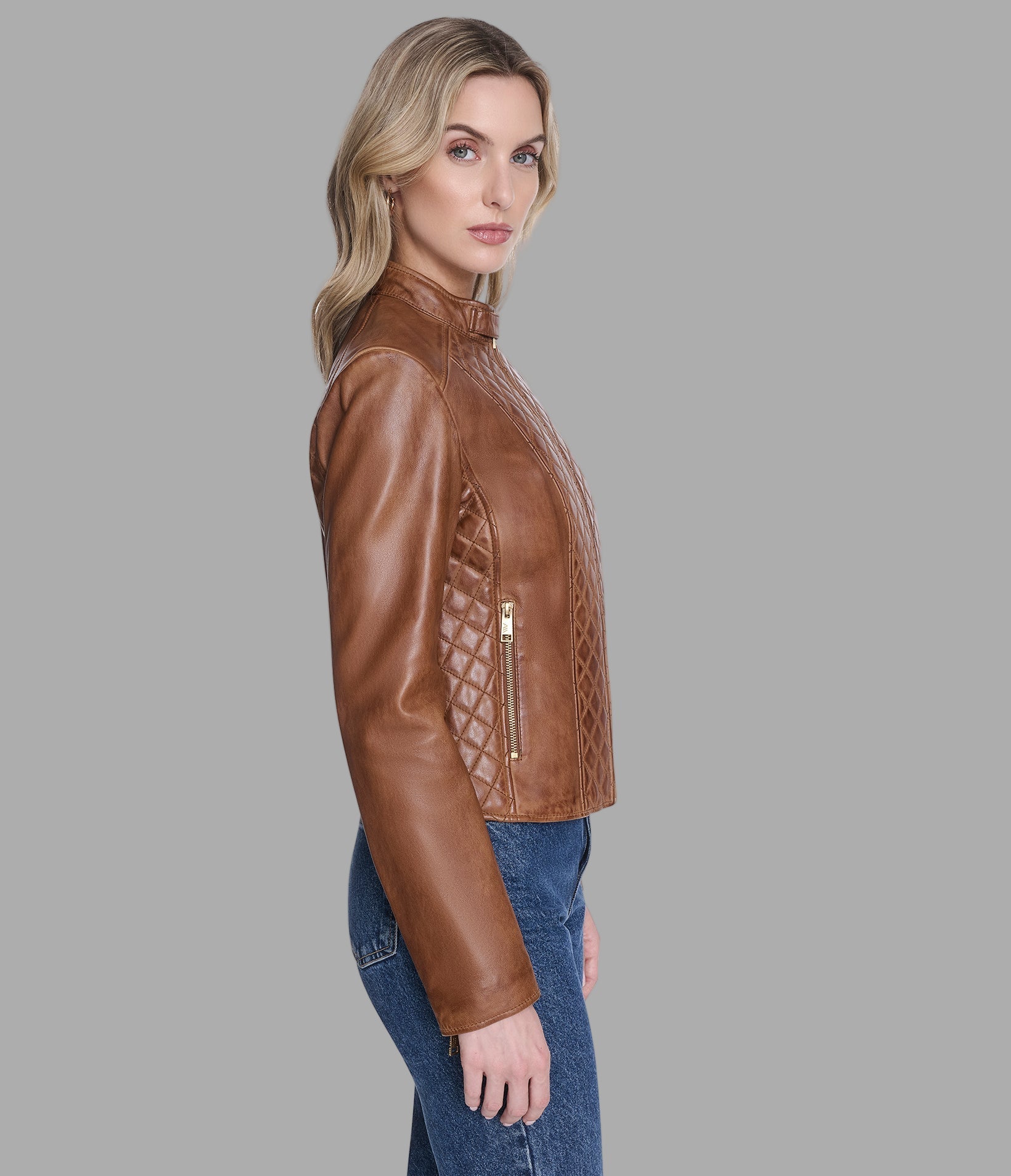 Marlette Quilted Leather Racer Jacket