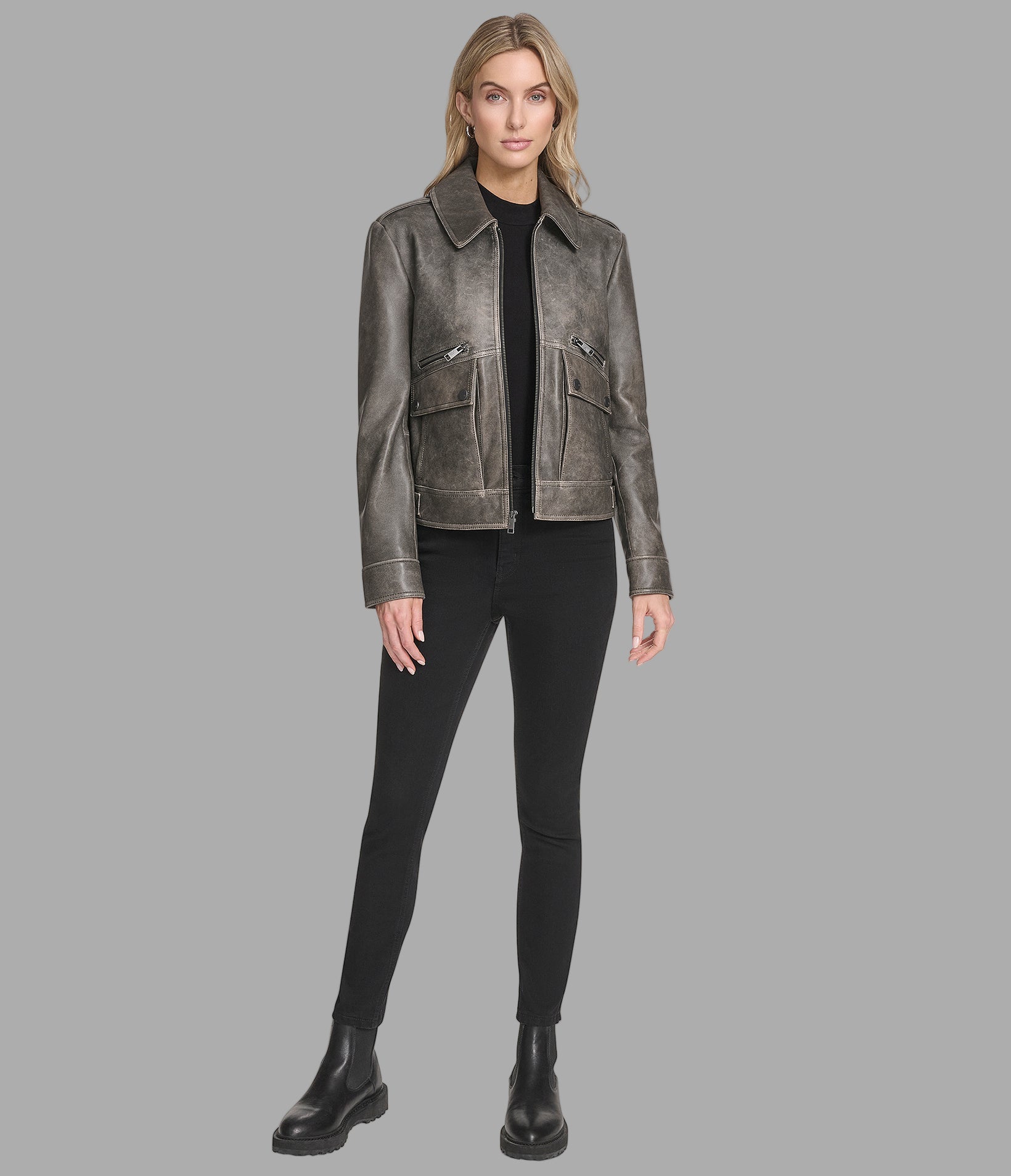 Addis Leather Aviator Jacket