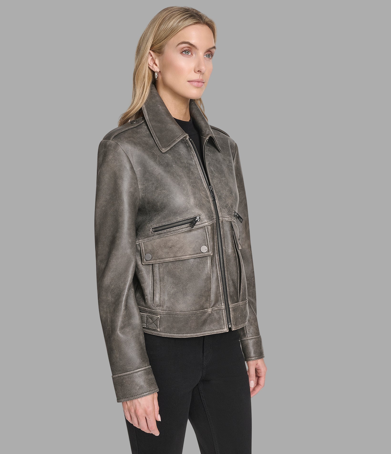Addis Leather Aviator Jacket