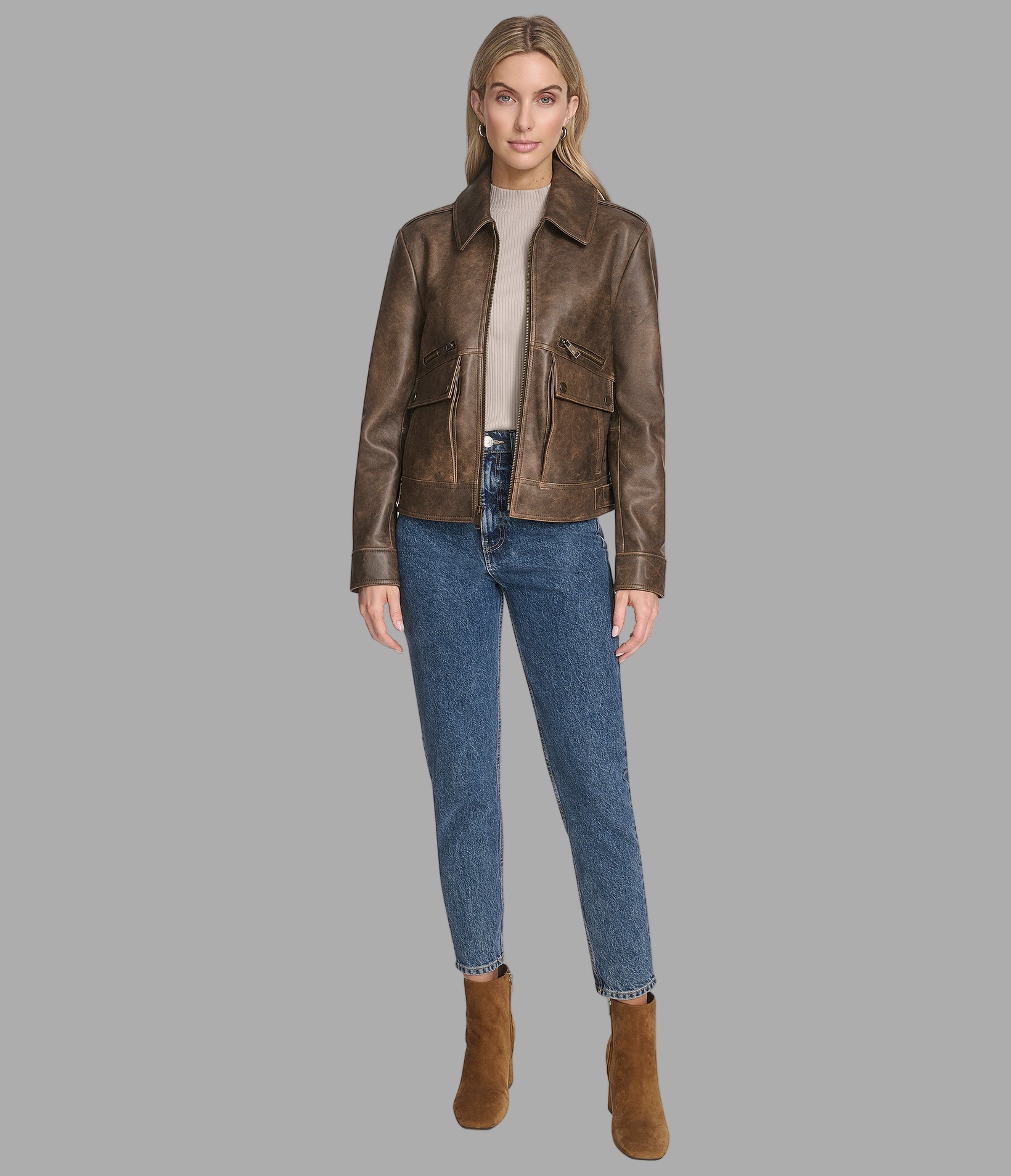 Addis Leather Aviator Jacket