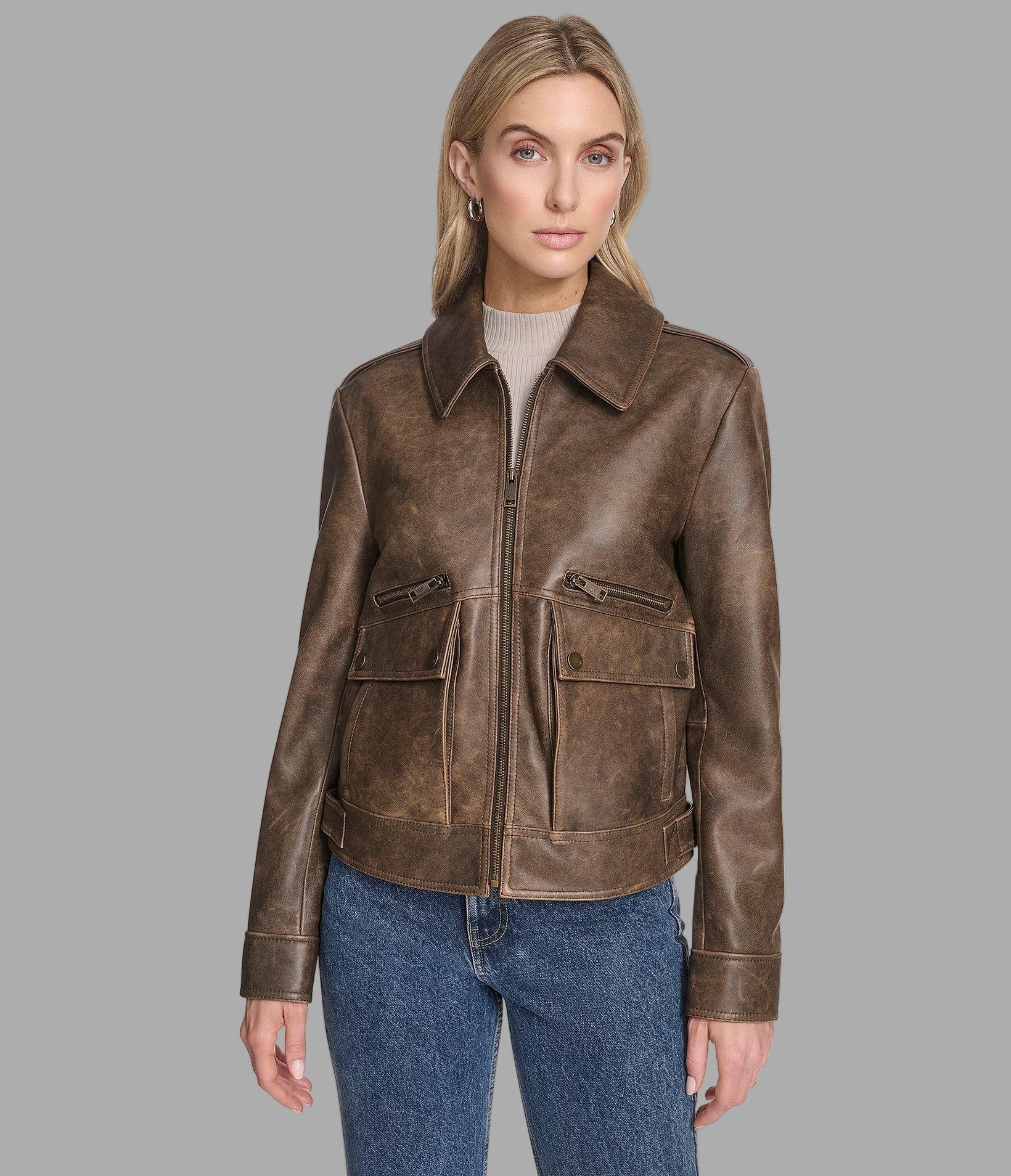 Addis Leather Aviator Jacket