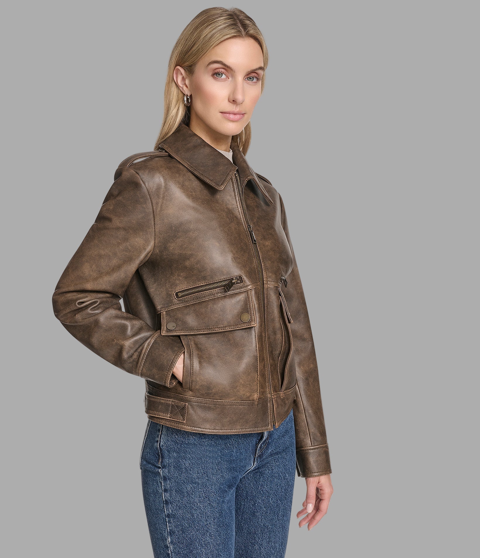 Addis Leather Aviator Jacket