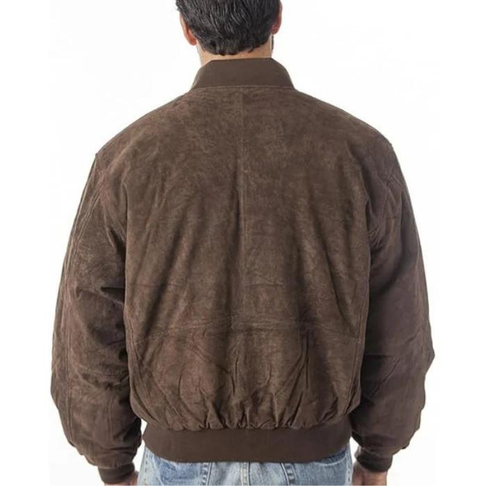 Men's Zipper Suede Leather Bomber Jacket