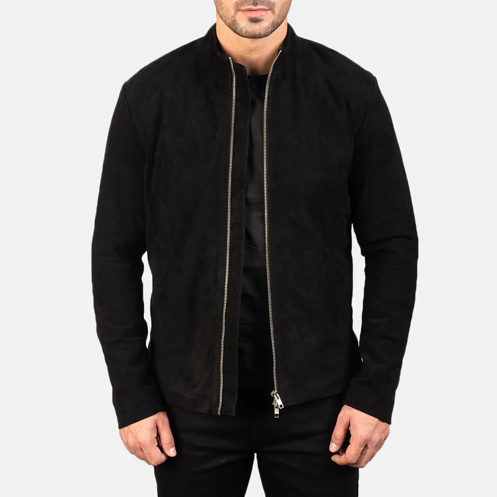Custom Orlando Terrell Black Suede Trucker Jacket 1/2 Installments