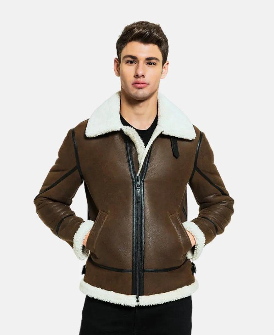 Men's Black Liner Shearling Leather Jacket