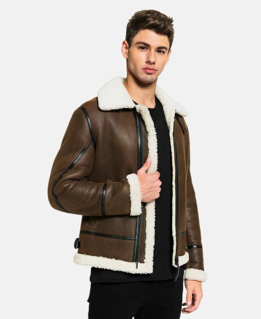 Men's Black Liner Shearling Leather Jacket