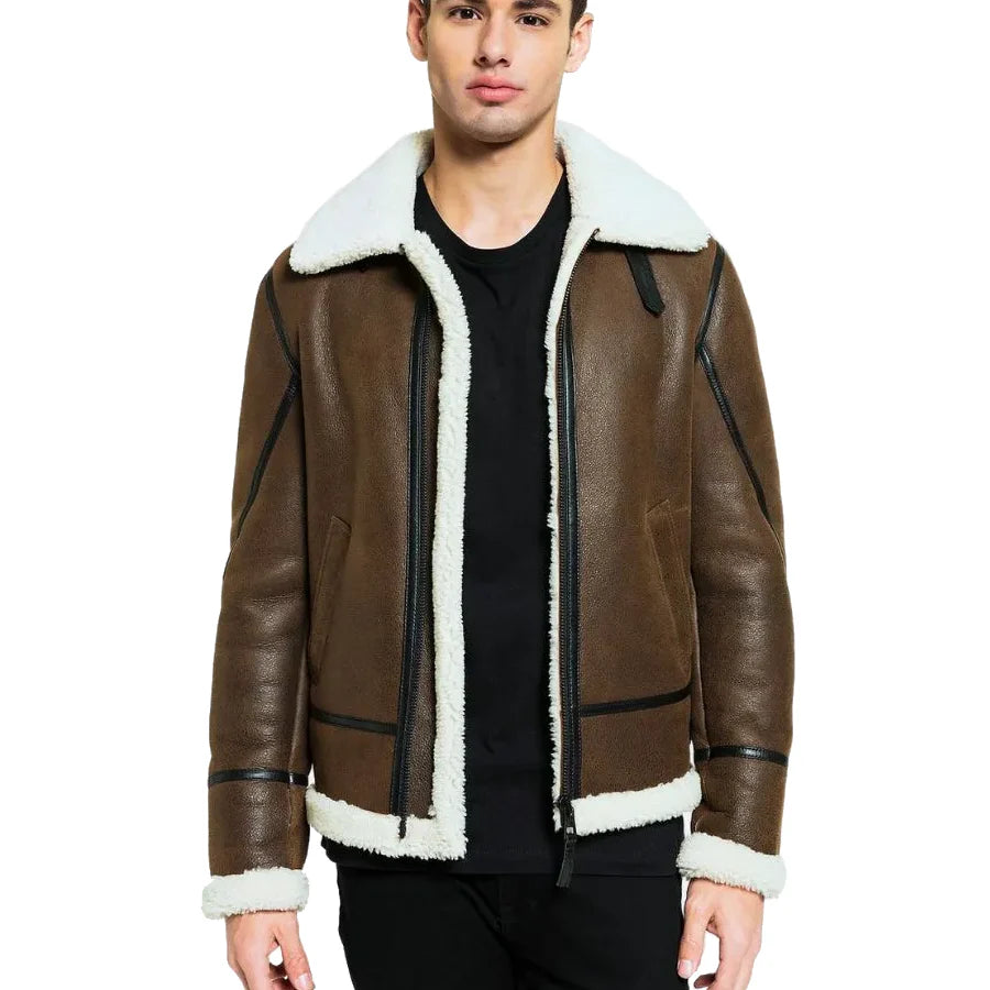 Men's Black Liner Shearling Leather Jacket