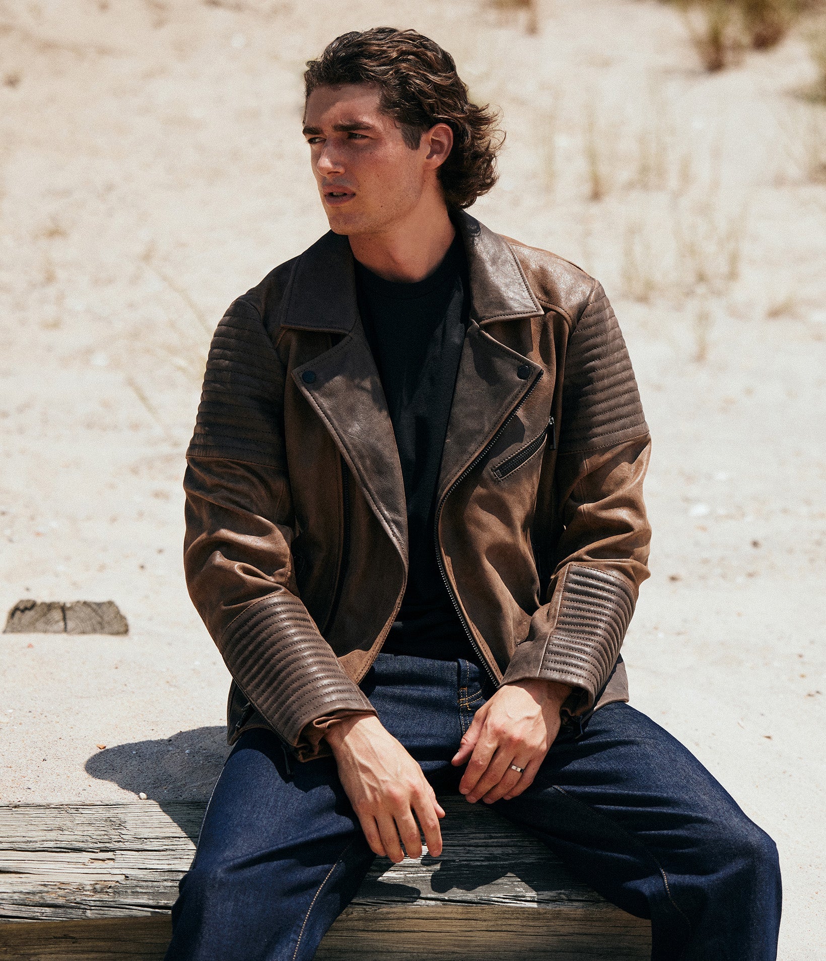 Dom Padded Leather Moto Jacket
