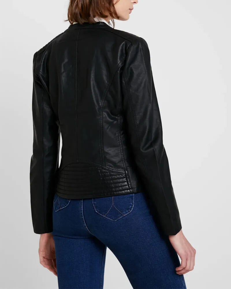 Onlco Real Lambskin Black Biker Leather Jacket
