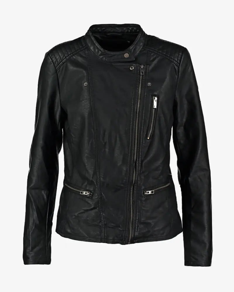 Onlco Real Lambskin Black Biker Leather Jacket
