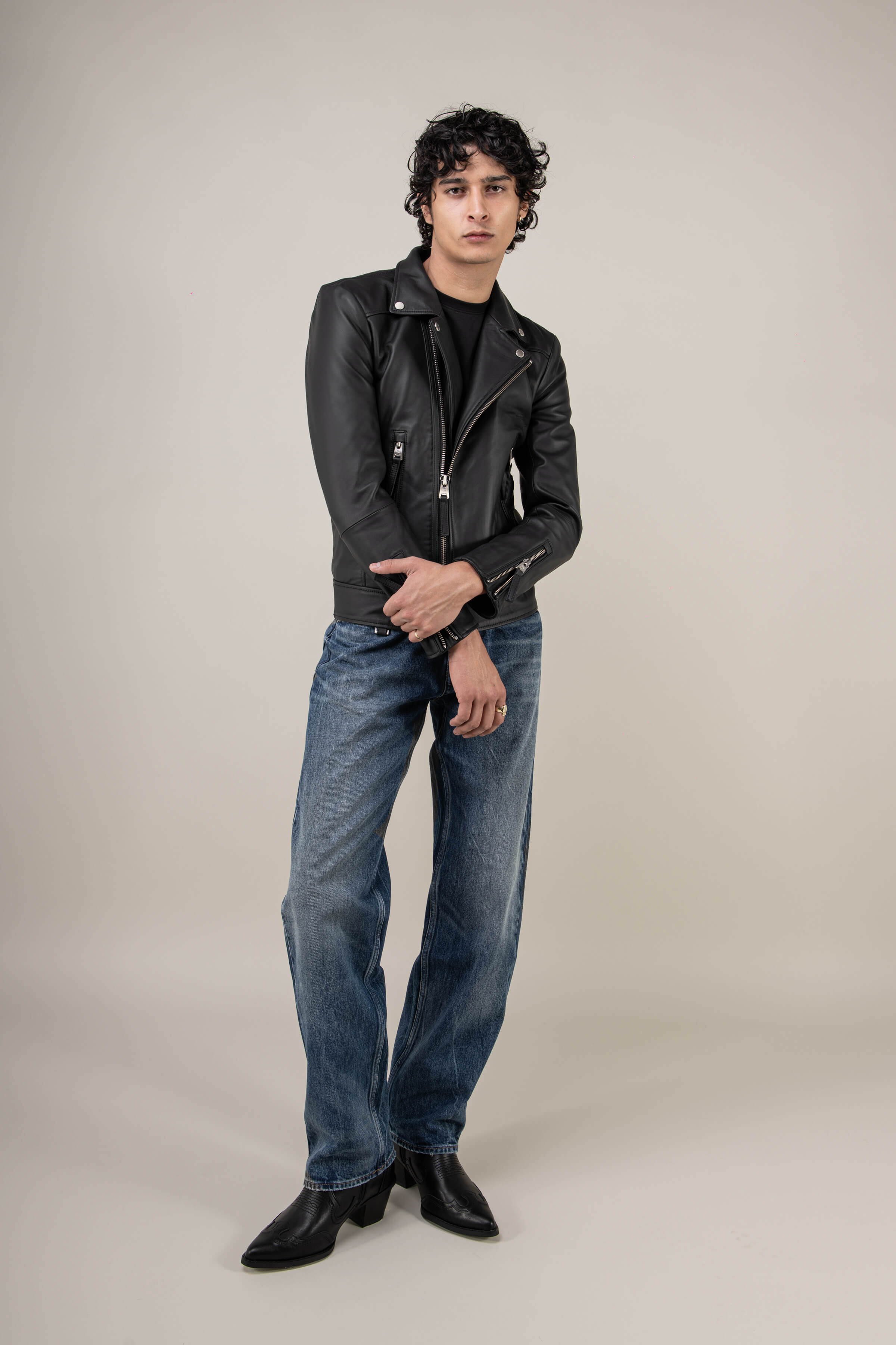 Refined Biker Tall Leather Jacket (Man)