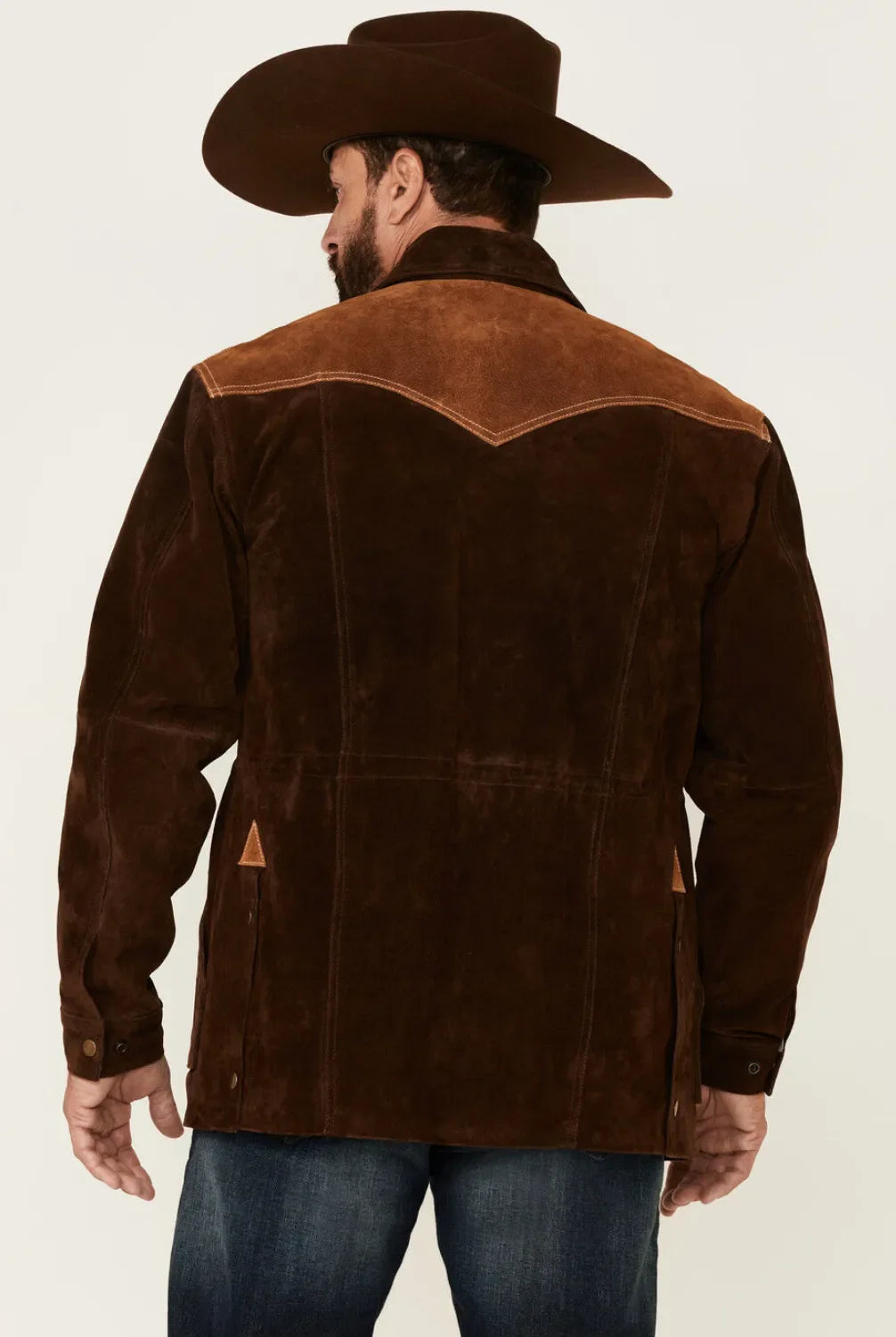 Chocolate Two-Tone Suede Rancher Car Jacket