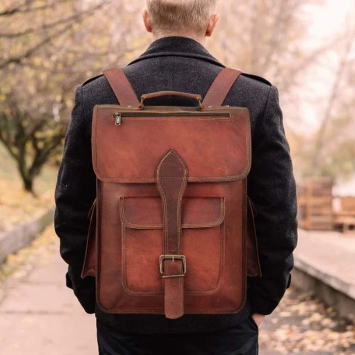 Rustic Handmade Leather Backpack