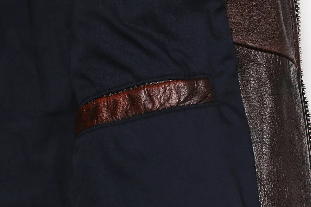2026 Vintage Brown Genuine Leather Jacket Real Natural Cowhide Men Motorcycle Biker Coat Mens Slim Calf Skin Coat