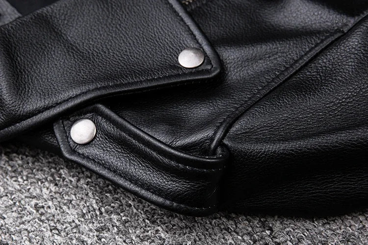 Spring Classical Motorcycle oblique zipper Jackets Men Leather Jacket Natural Calf Skin Thick Slim Cowhide Moto Jacket man