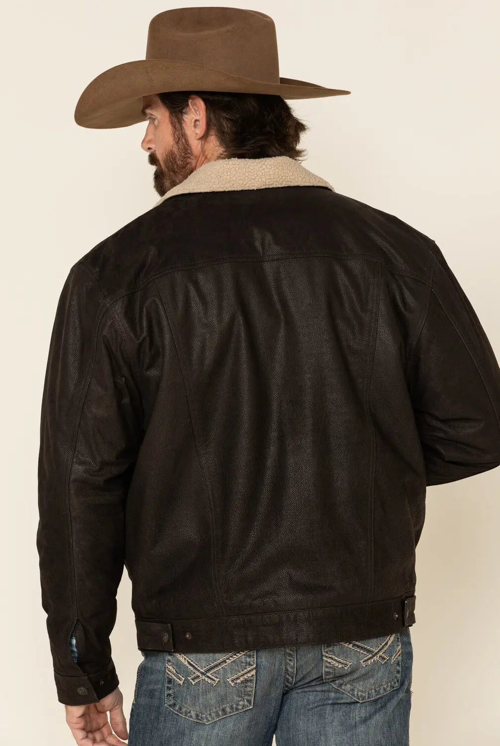 Alberto Brown Leather Sherpa Jacket