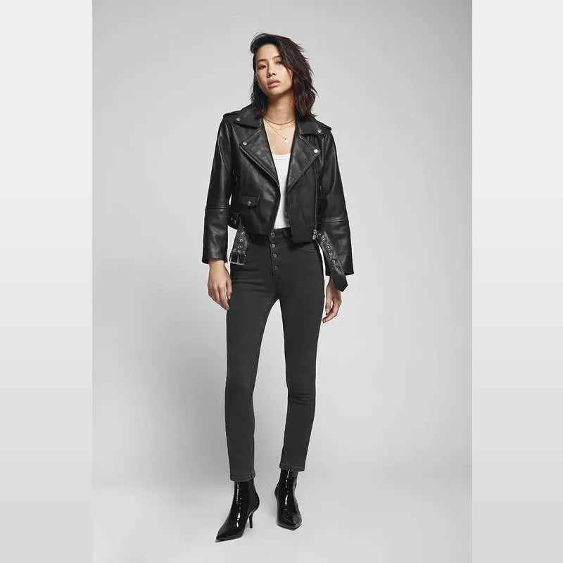 Women’s Stylish Moto Black Leather Jacket