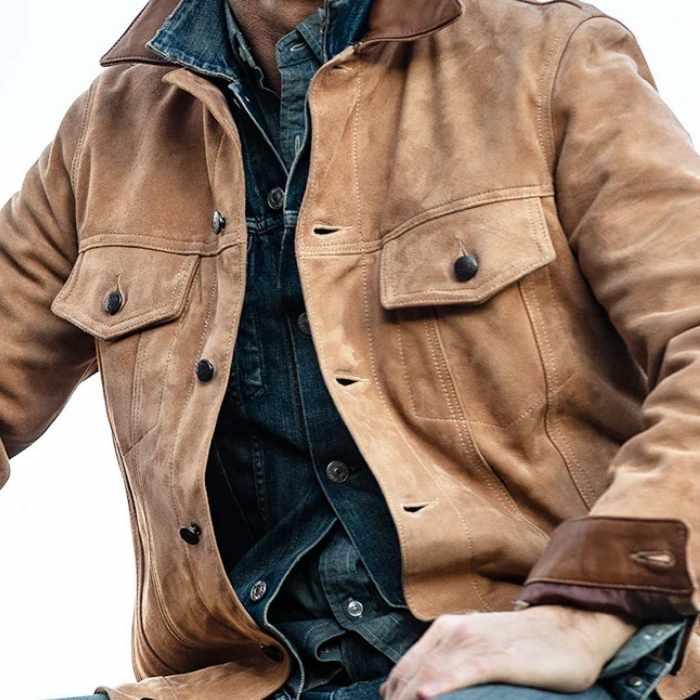 Suede Tobacco Trucker Jacket
