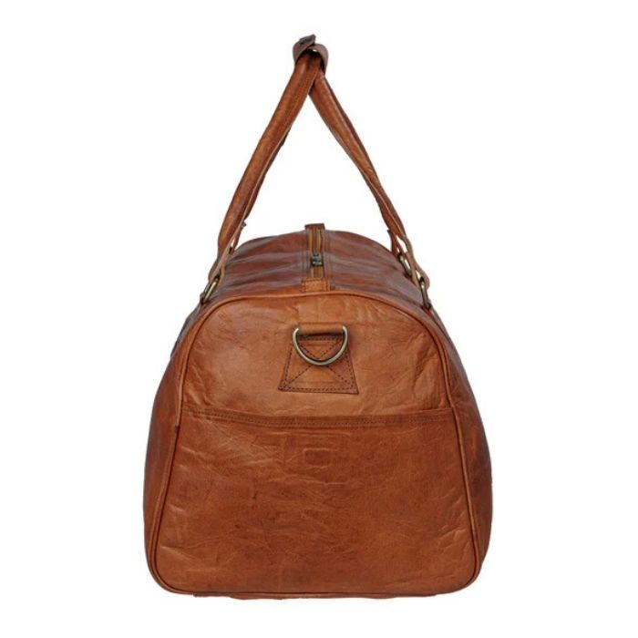 Tanned Brown Handcrafted Weekender Leather Duffle Bag