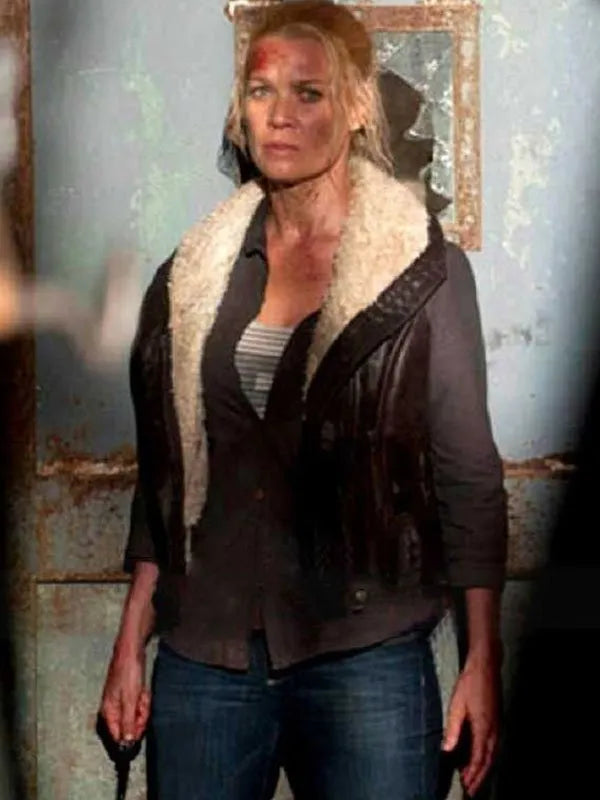 The Walking Dead Andrea Laurie Holden Brown Leather Vest (Inspired Style)