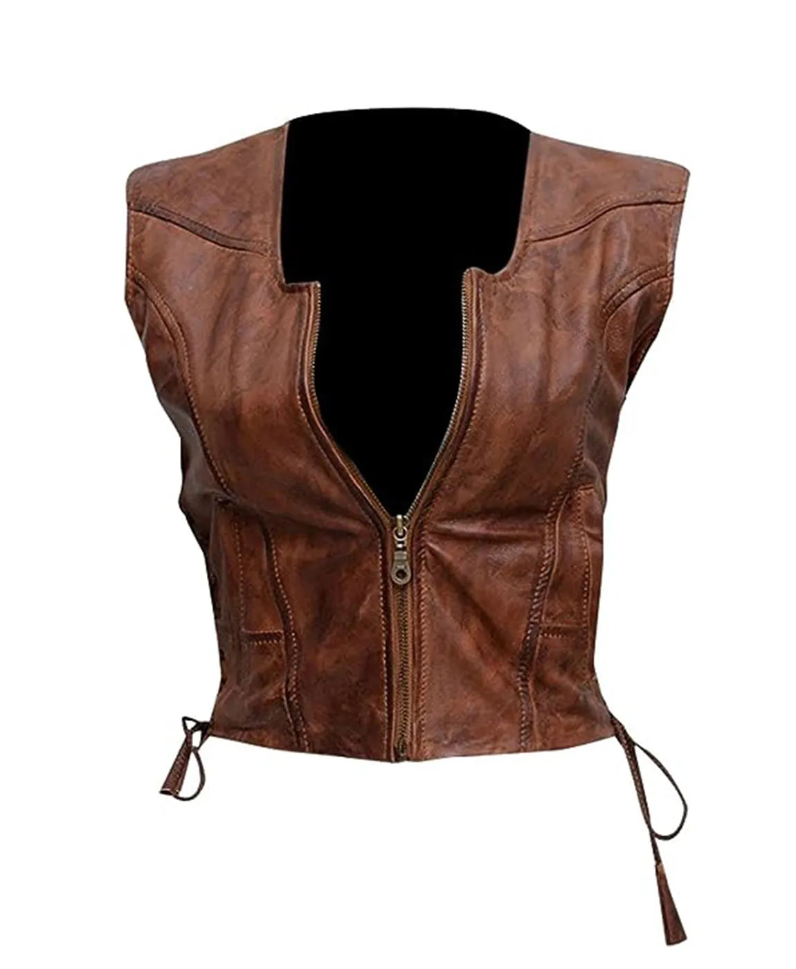 Women The Walking Dead Michonne Leather Vest (Inspired Style)