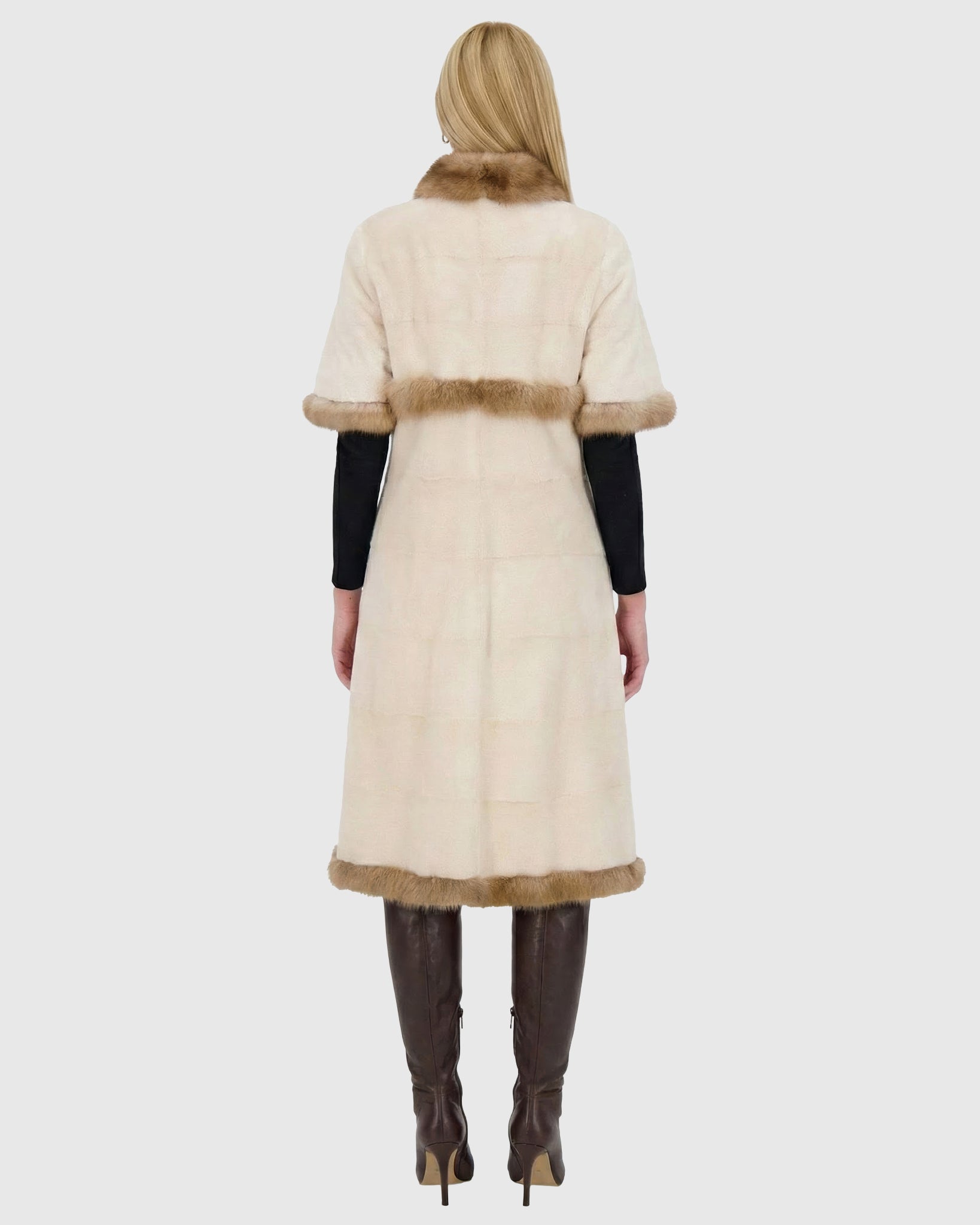 Mink Short Coat with Sable Trim, Short Sleeves Gorski First Copy