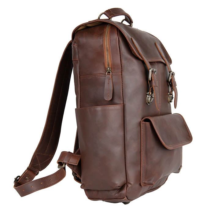Vintage Square Leather Backpack