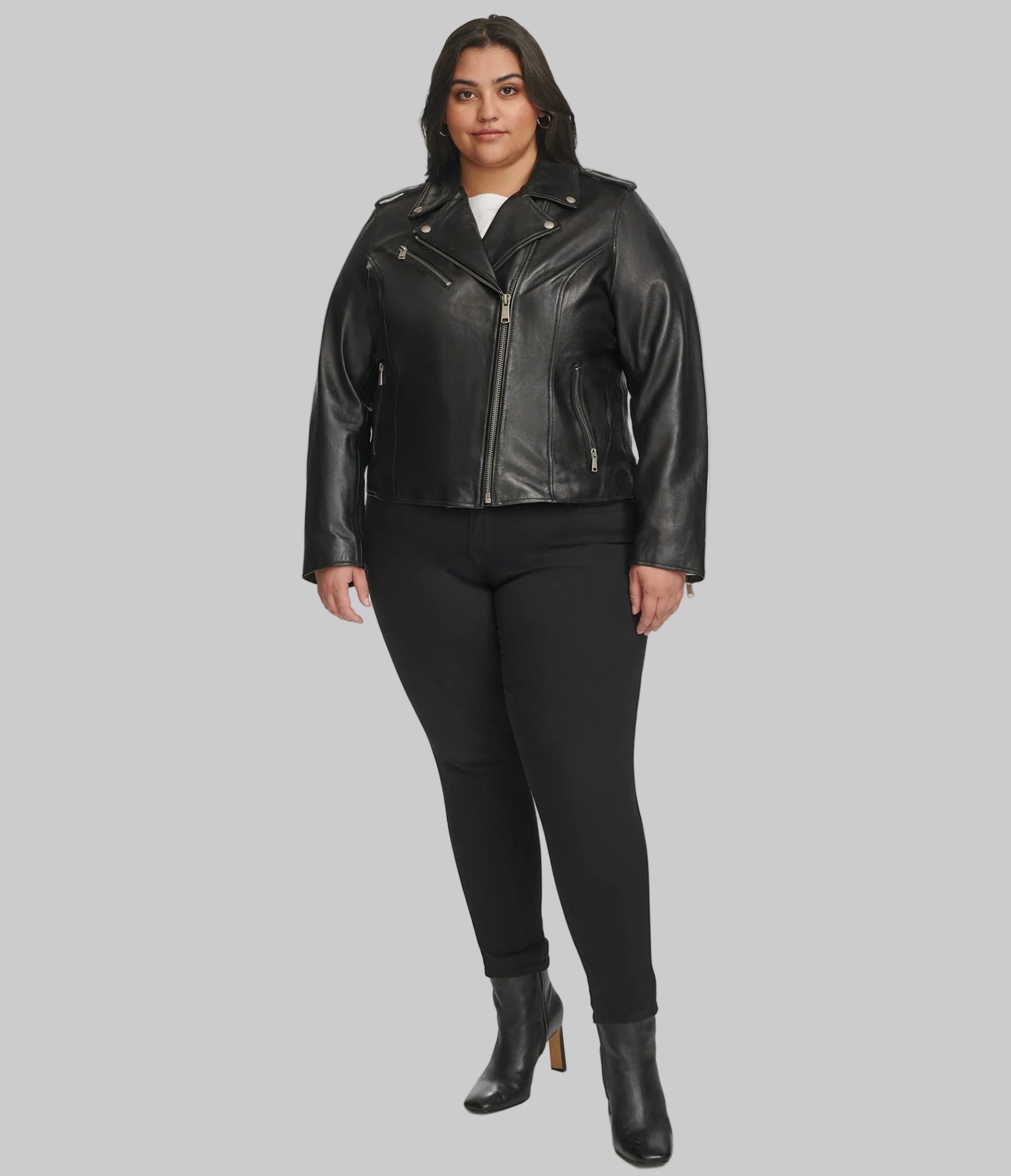 Plus Size Madeline Asymmetrical Leather Jacket