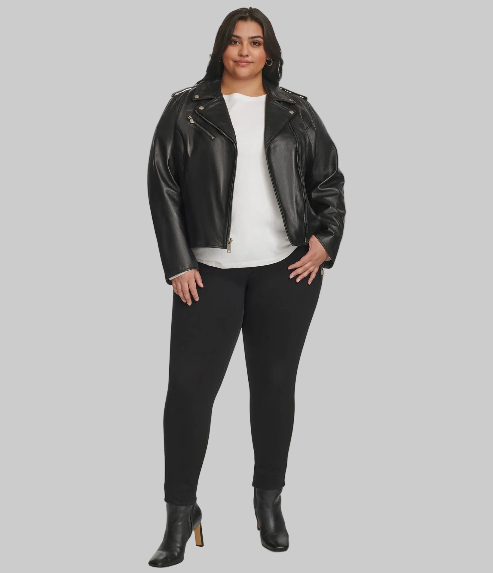 Plus Size Madeline Asymmetrical Leather Jacket