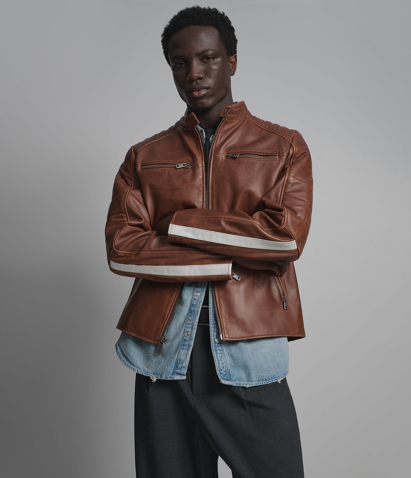 HANK VINTAGE STRIPED RACER JACKET