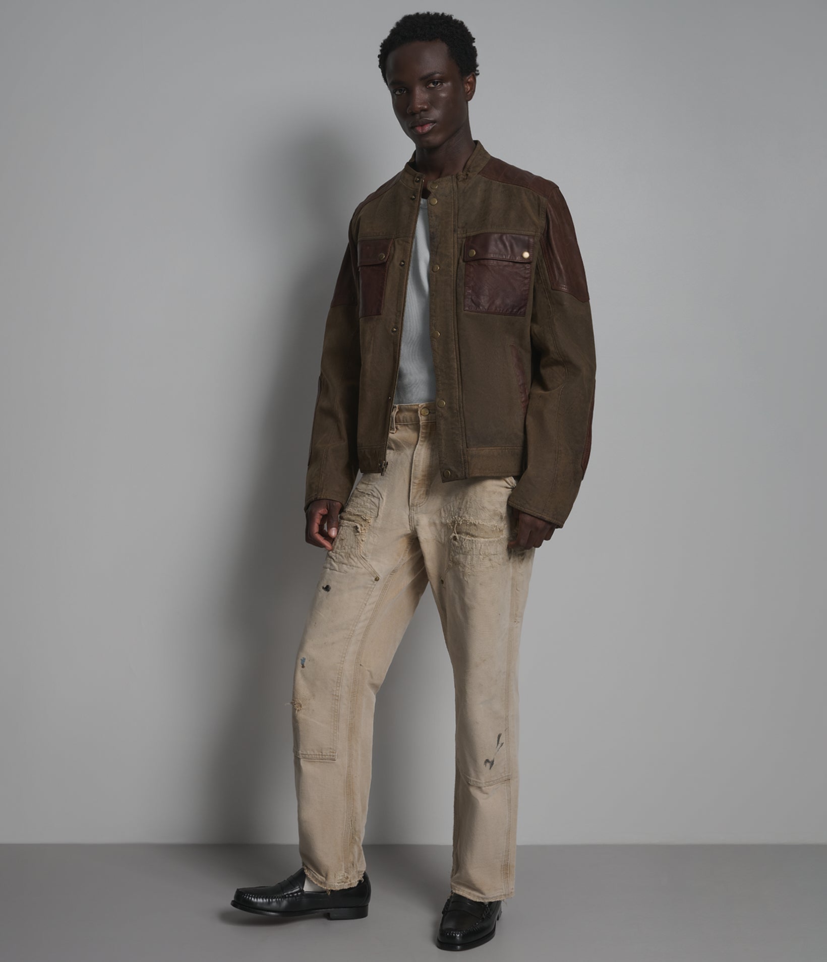DALLAS VINTAGE COLOR-BLOCK MOTO JACKET