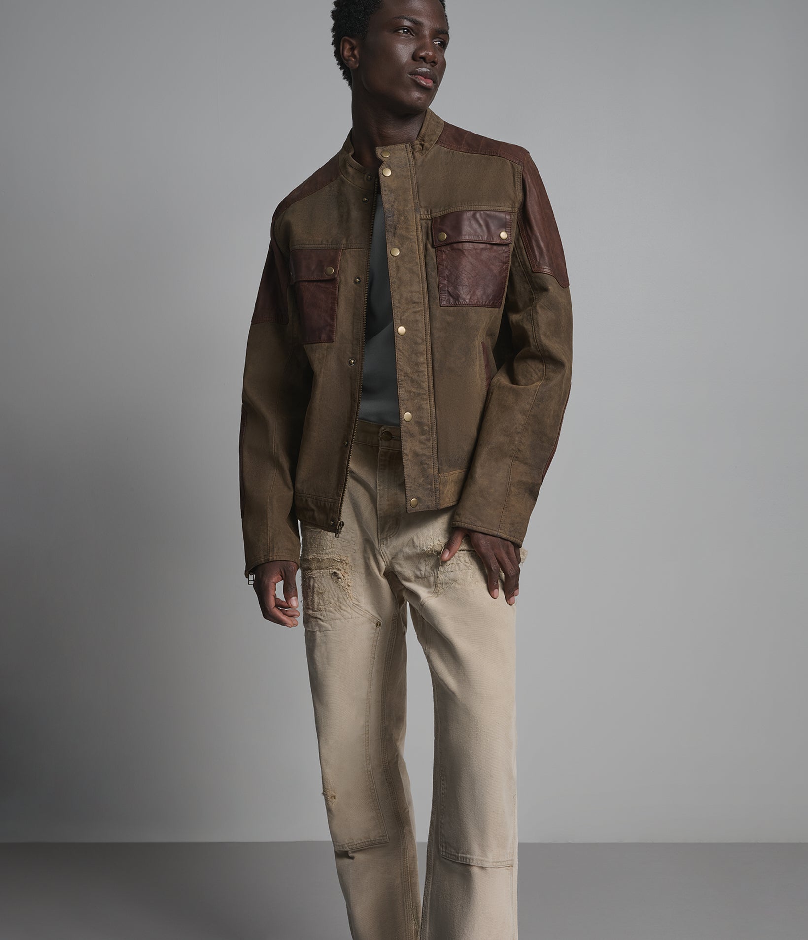 DALLAS VINTAGE COLOR-BLOCK MOTO JACKET