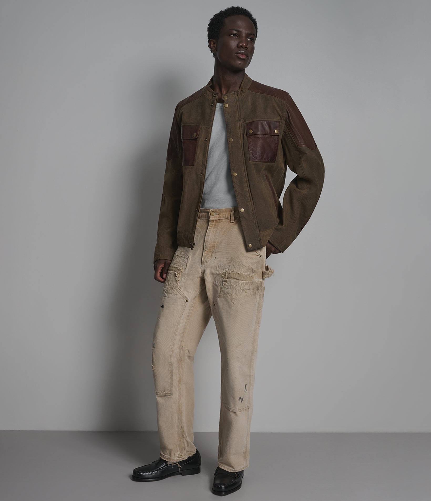 DALLAS VINTAGE COLOR-BLOCK MOTO JACKET