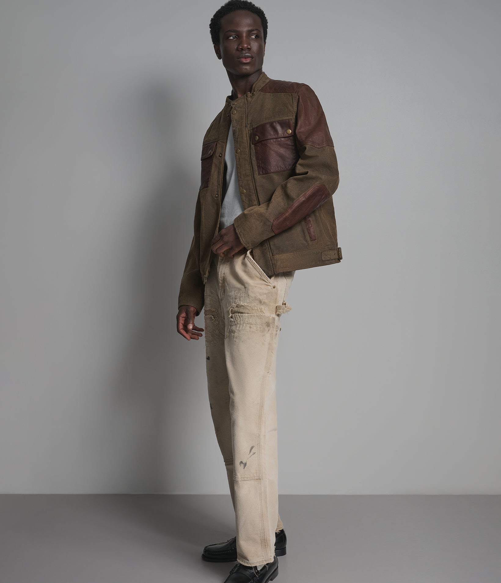 DALLAS VINTAGE COLOR-BLOCK MOTO JACKET