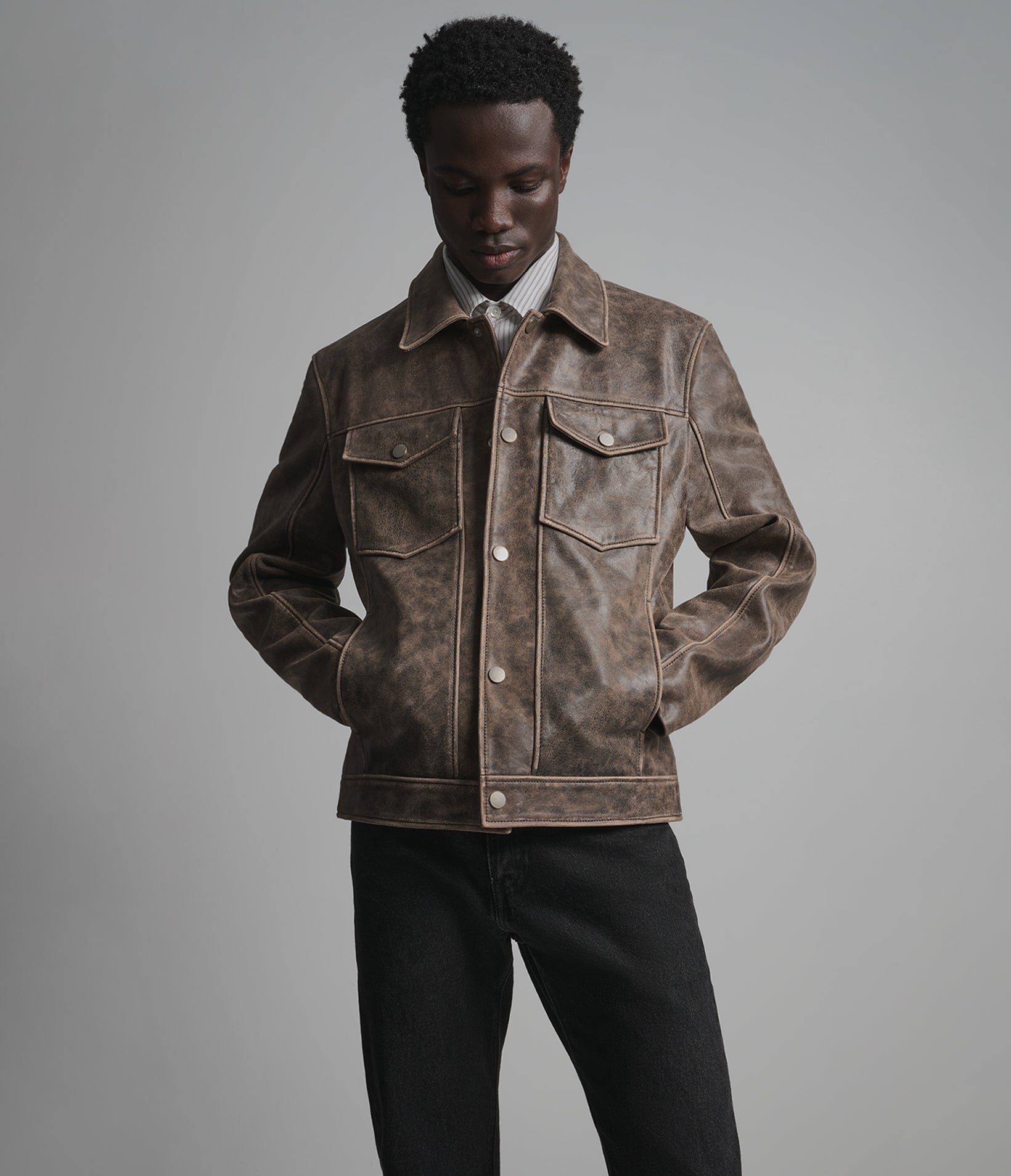 JONAH VINTAGE LEATHER SHIRT JACKET
