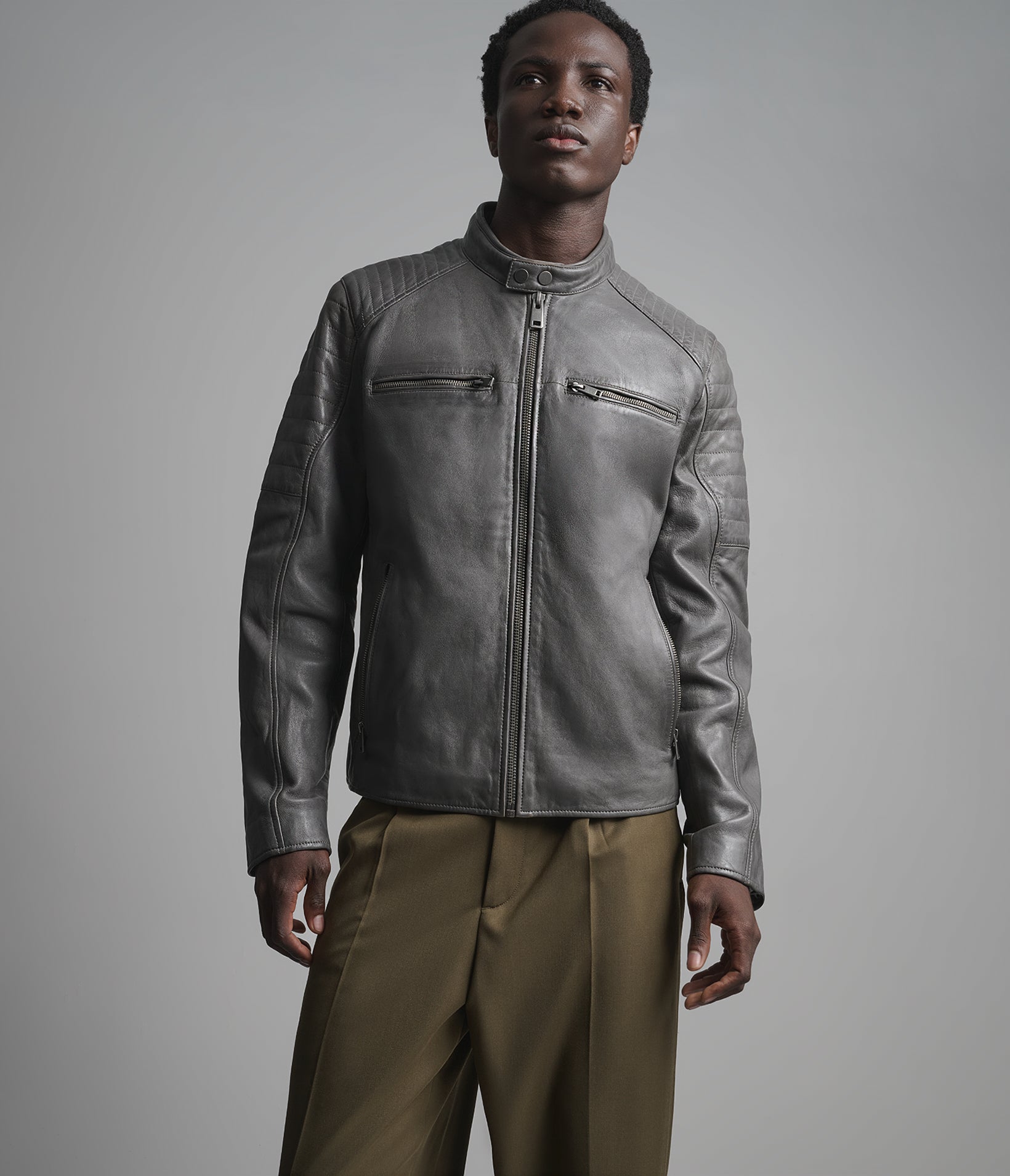 LANCE COLLARLESS MOTO JACKET