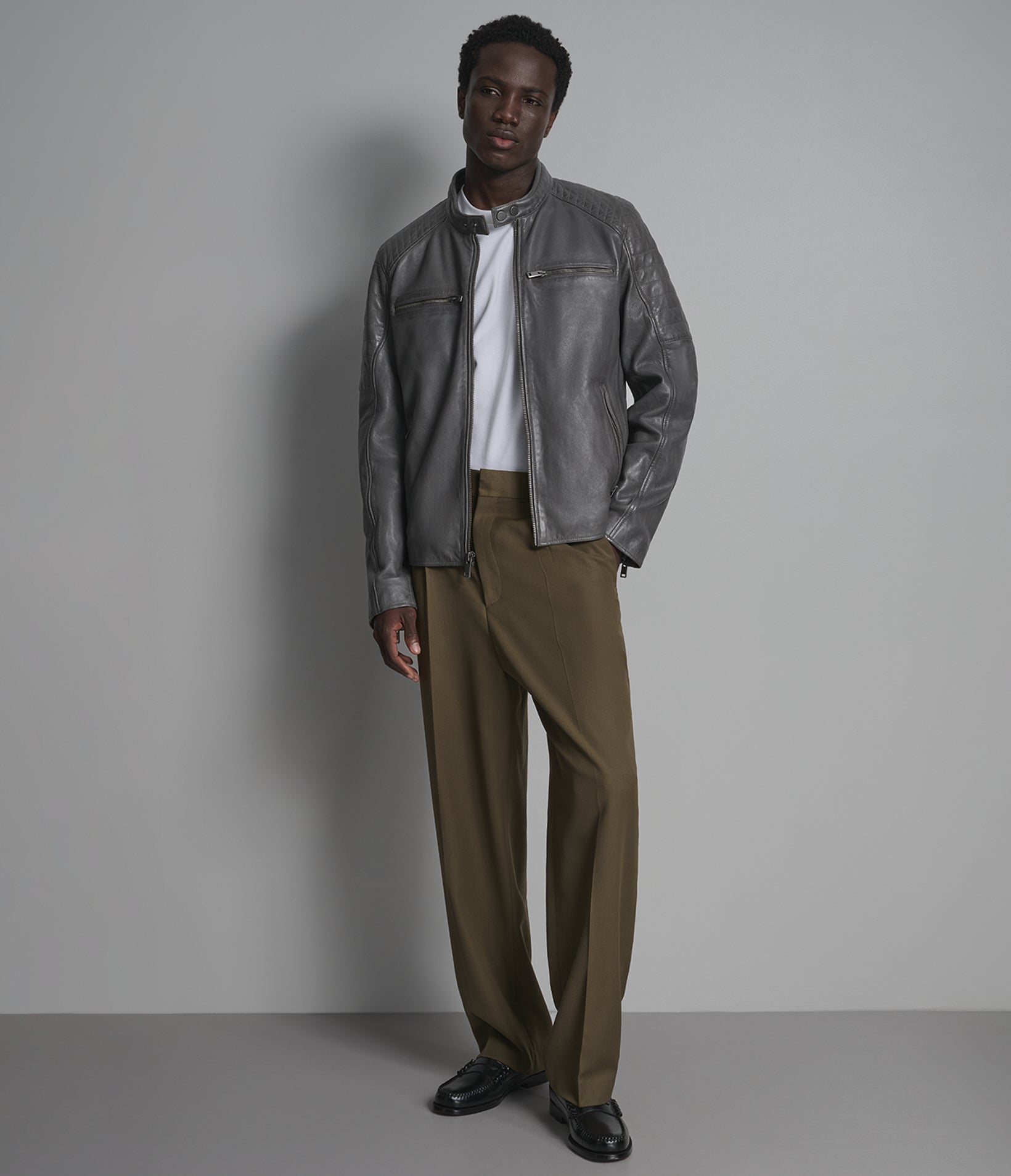 LANCE COLLARLESS MOTO JACKET