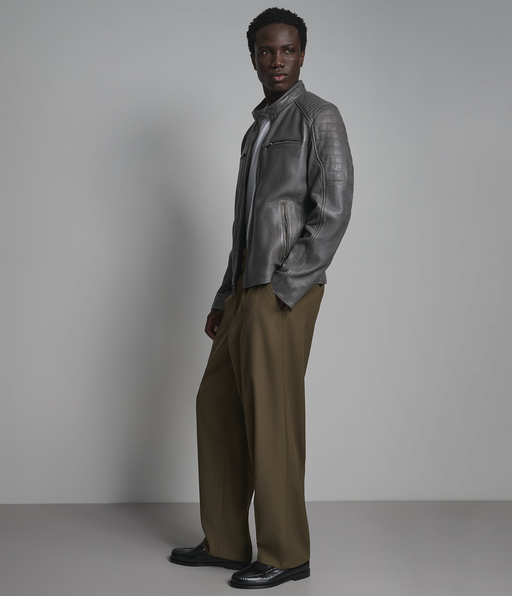LANCE COLLARLESS MOTO JACKET