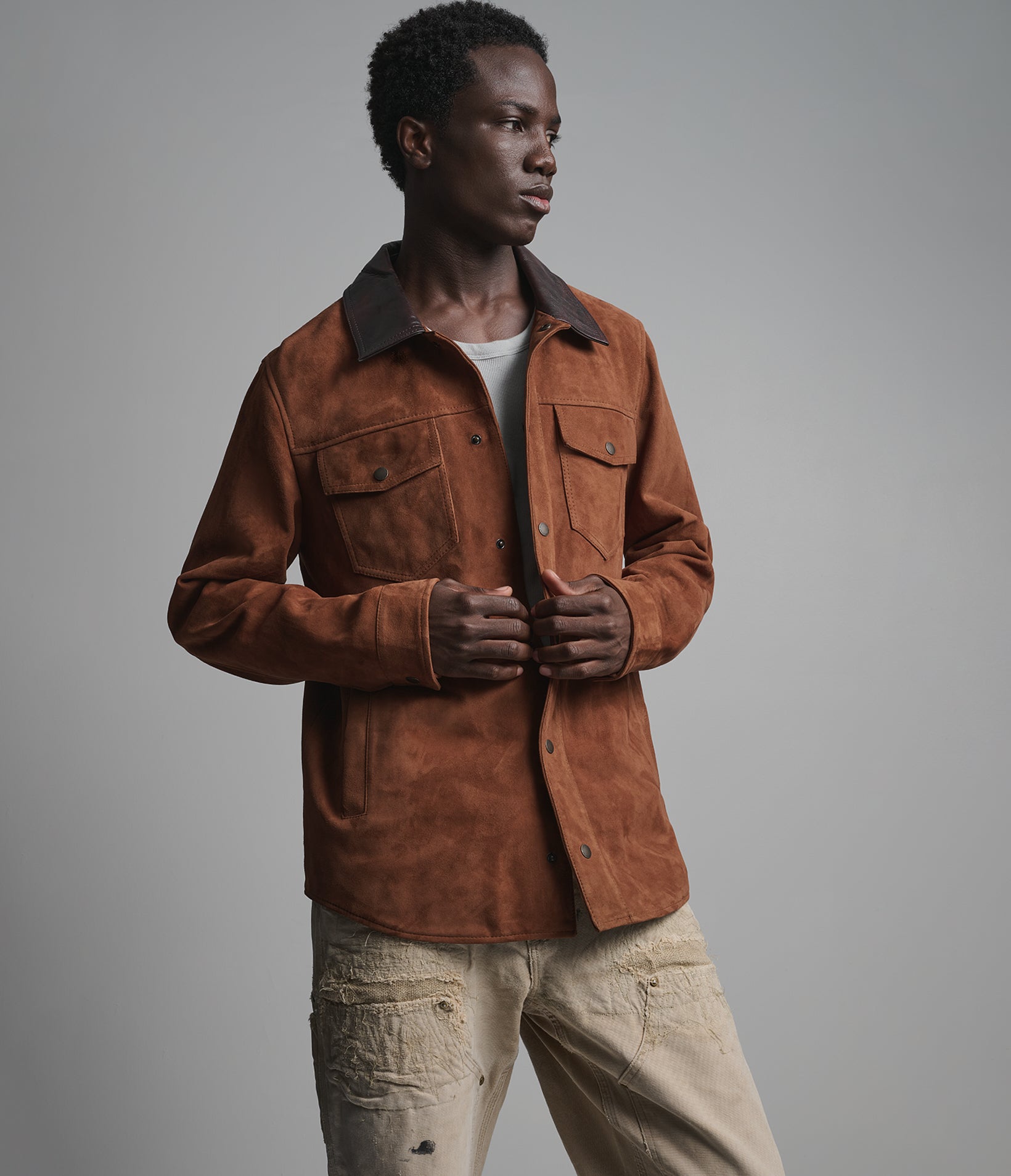 ZION COLOR-BLOCK VINTAGE SHIRT JACKET