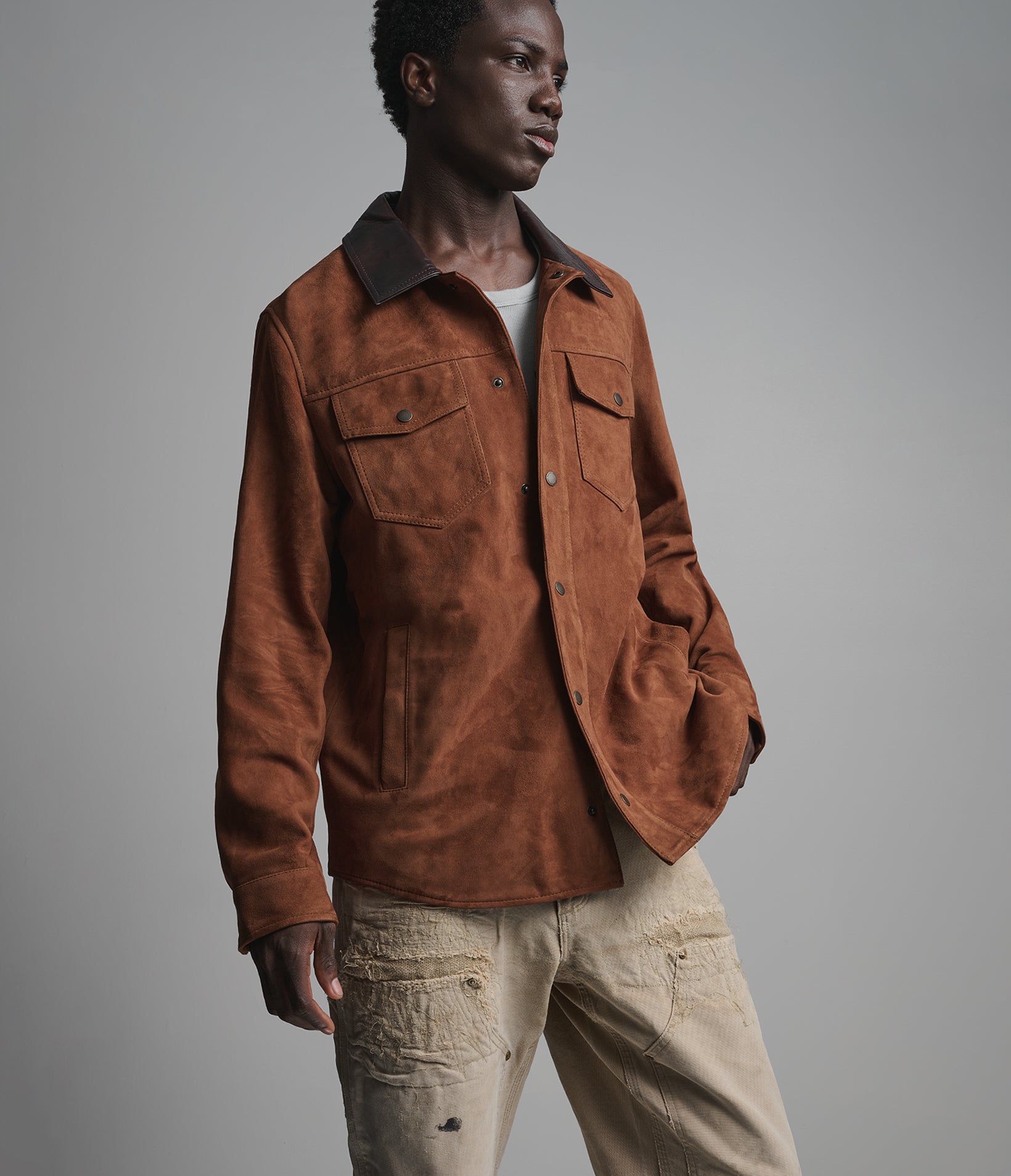 ZION COLOR-BLOCK VINTAGE SHIRT JACKET