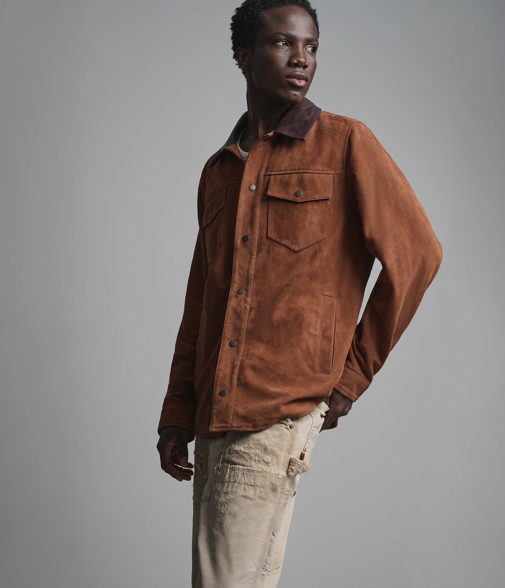 ZION COLOR-BLOCK VINTAGE SHIRT JACKET