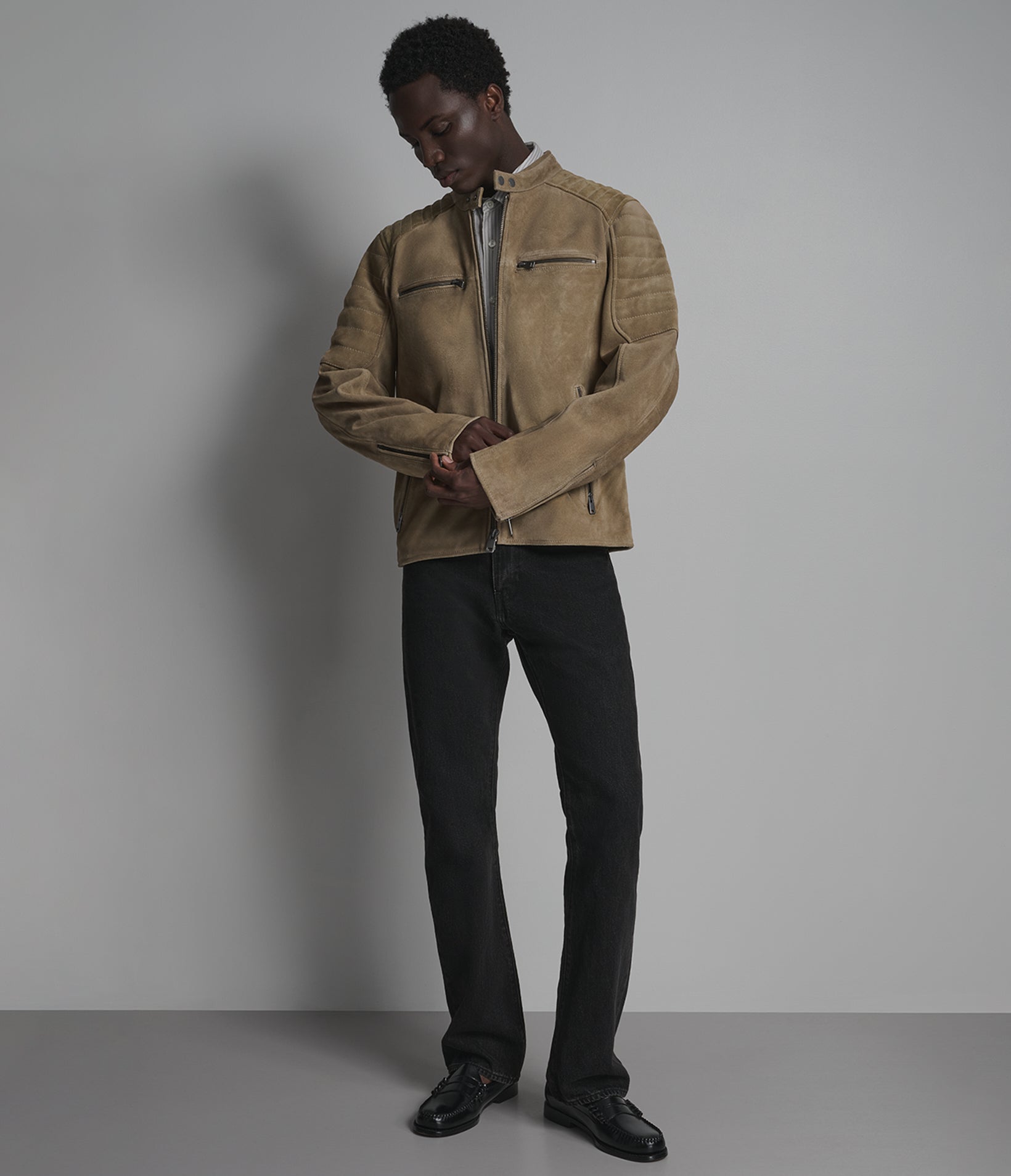 VINTAGE QUILTED LEATHER RACER JACKET