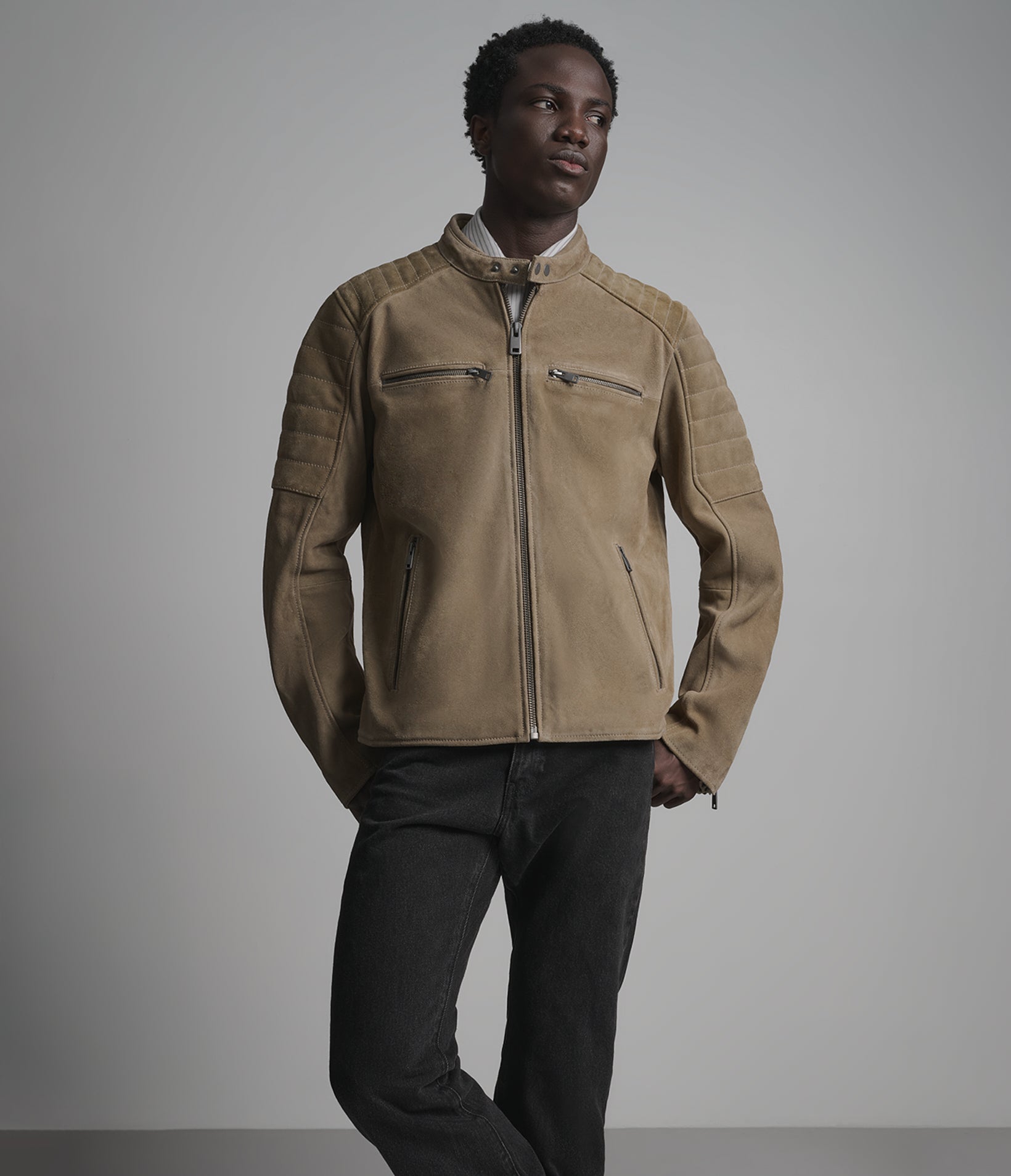 VINTAGE QUILTED LEATHER RACER JACKET
