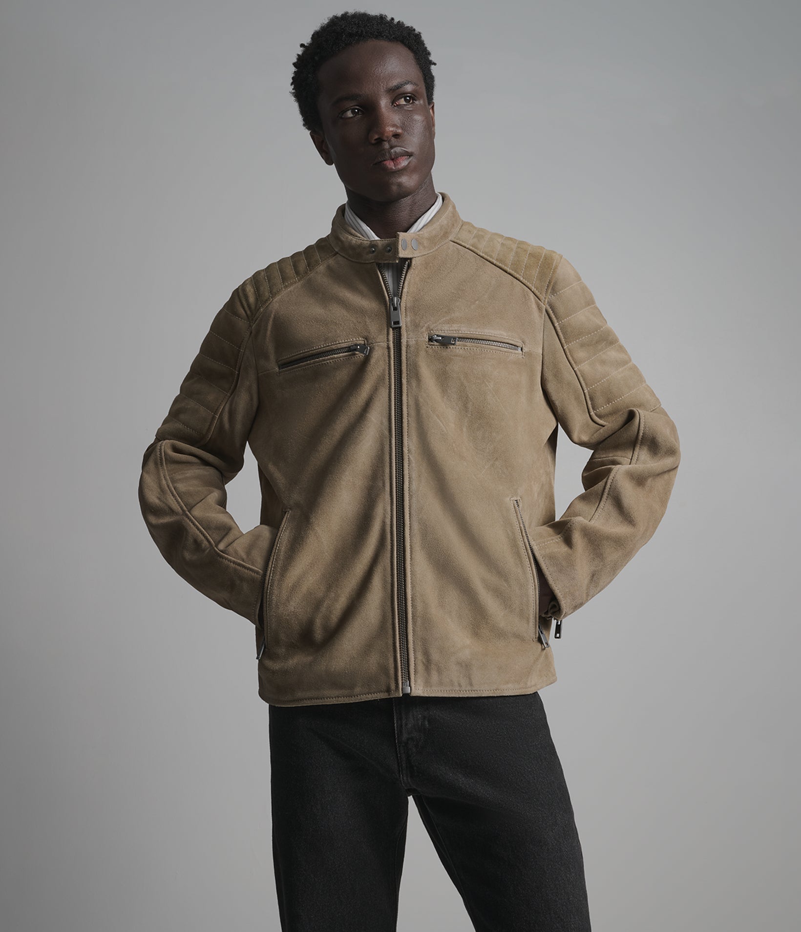 VINTAGE QUILTED LEATHER RACER JACKET