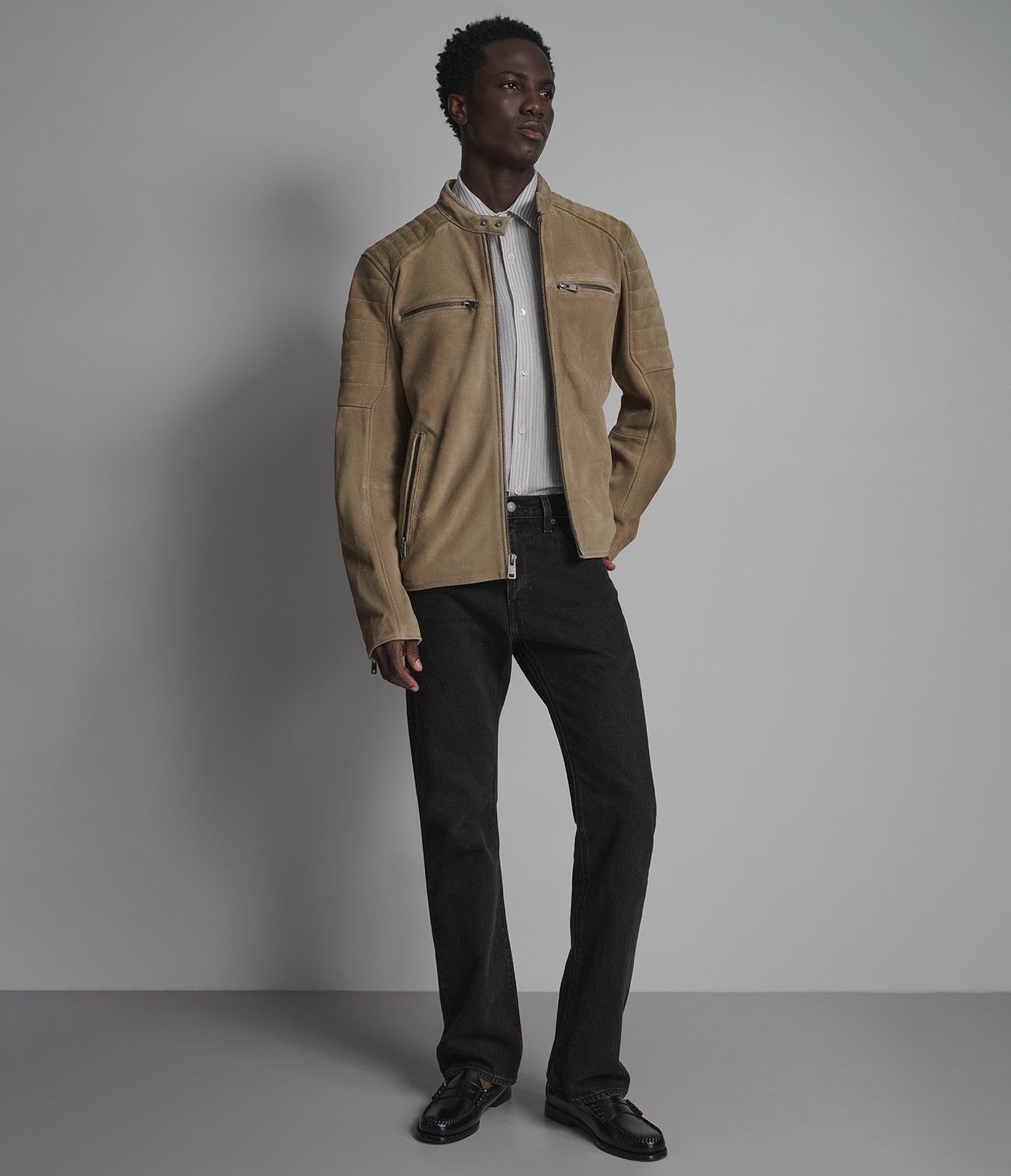 VINTAGE QUILTED LEATHER RACER JACKET