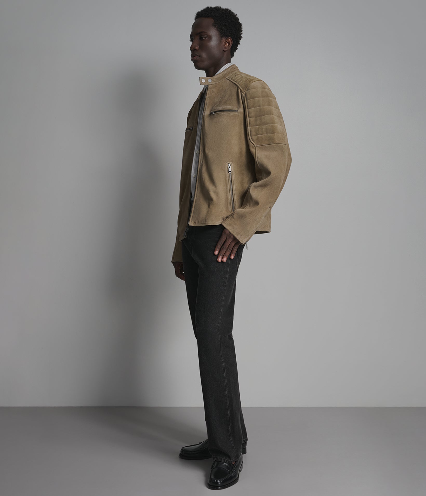 VINTAGE QUILTED LEATHER RACER JACKET