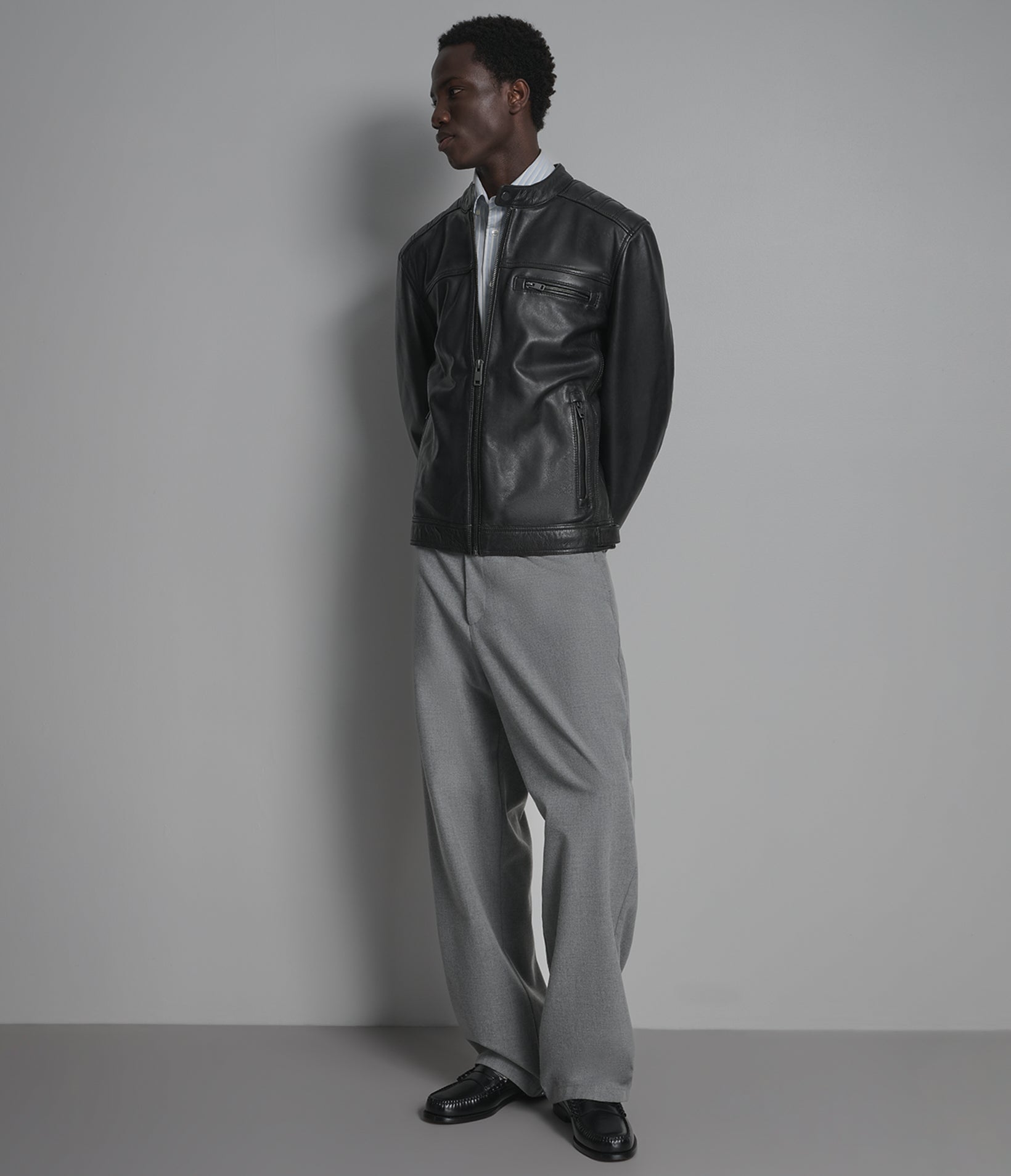 Ethan Leather Racer Jacket