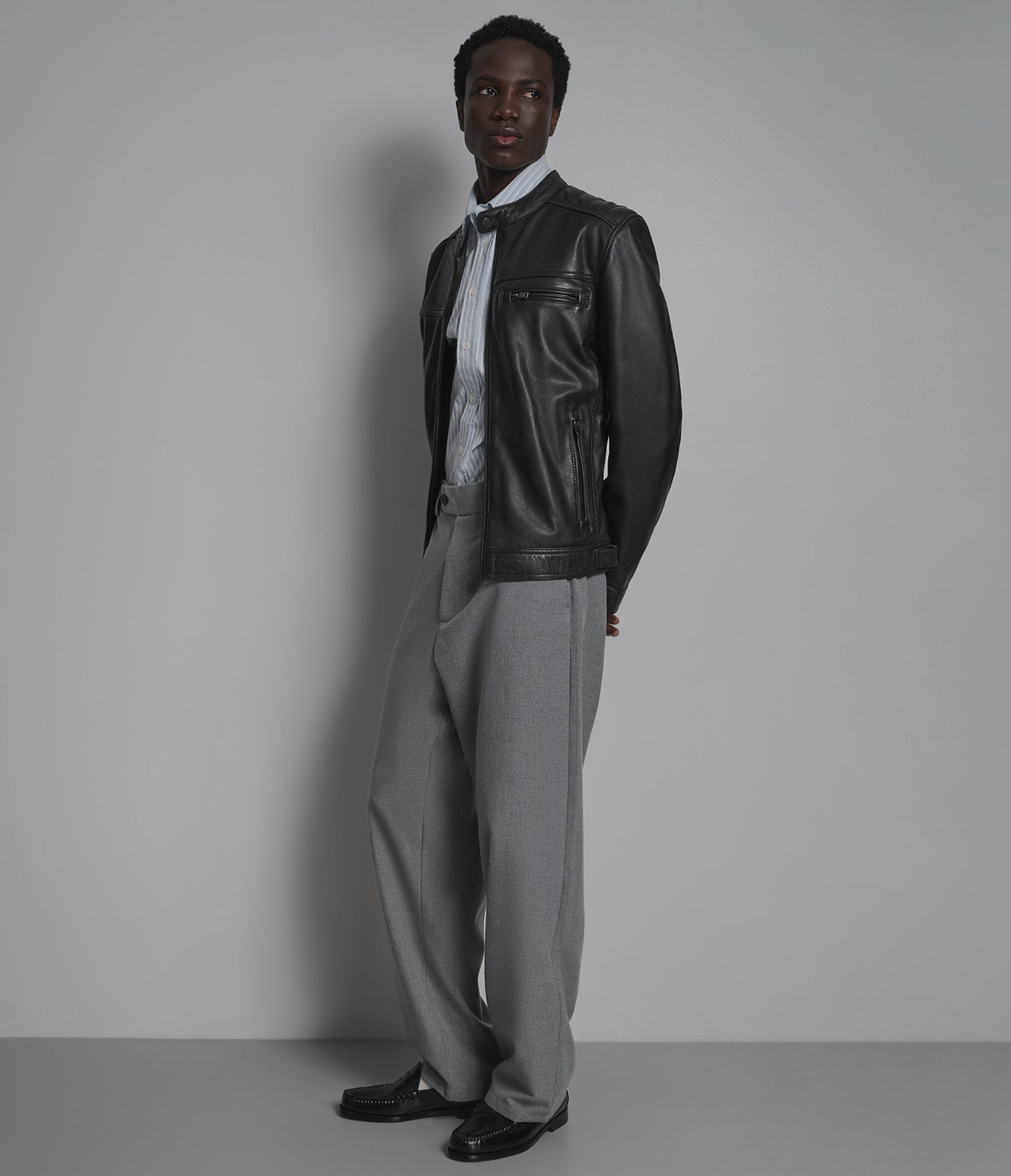 Ethan Leather Racer Jacket